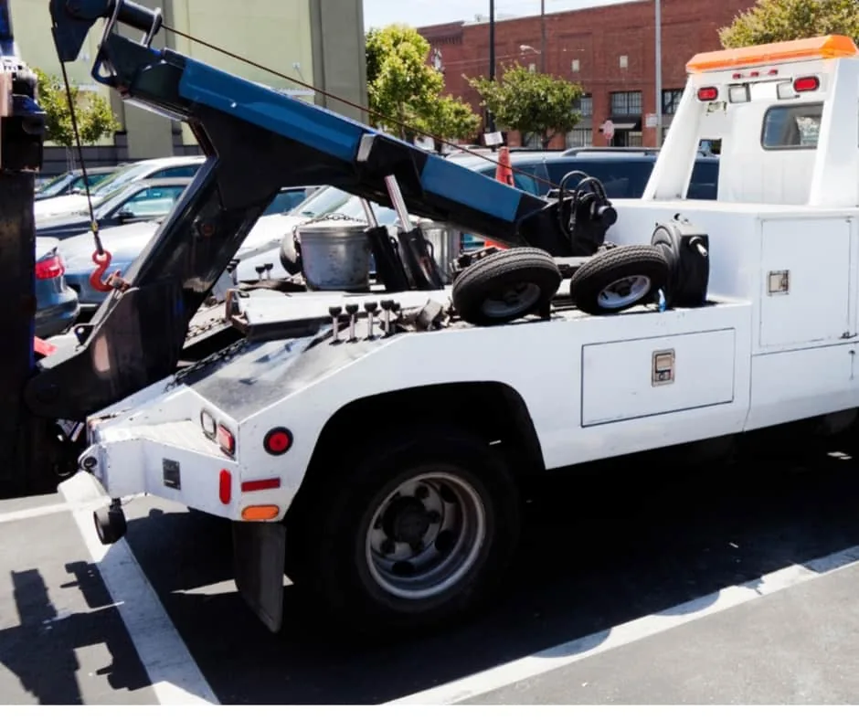 tow truck in a Washington downtown lot